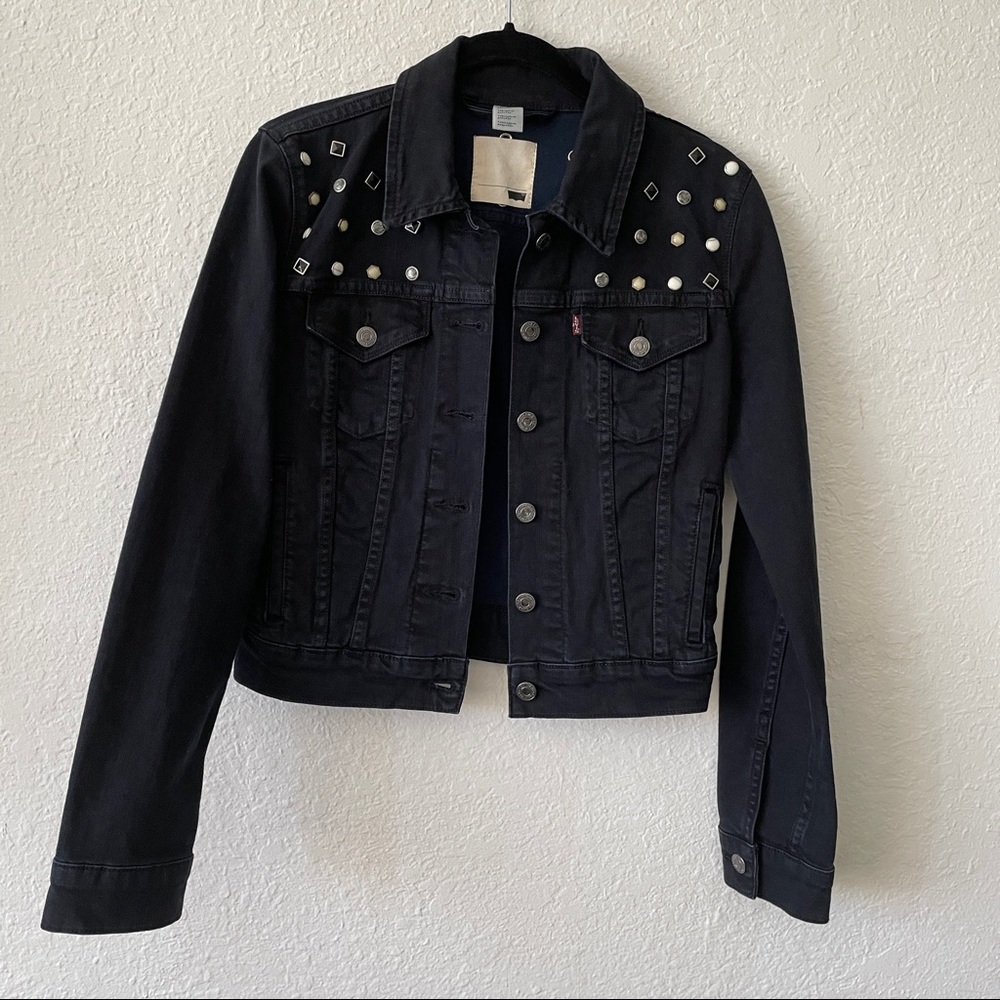 Levis black denim studded jacket